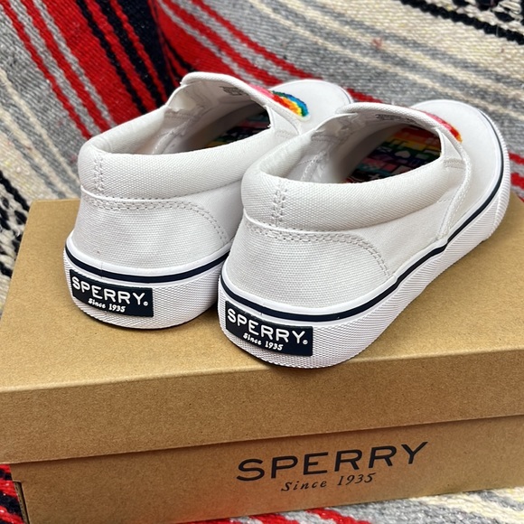 Sperry Unisex Striper II Pride Multi-Colour Slip-On Sneakers | Size Men 4.5 - Picture 2 of 6